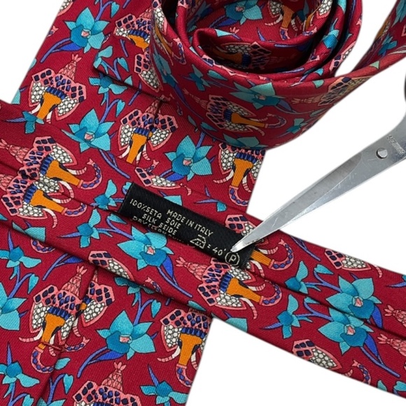 LEONARD Red/Blue Floral Art Silk LUXURY Tie ITALY - Picture 5 of 8